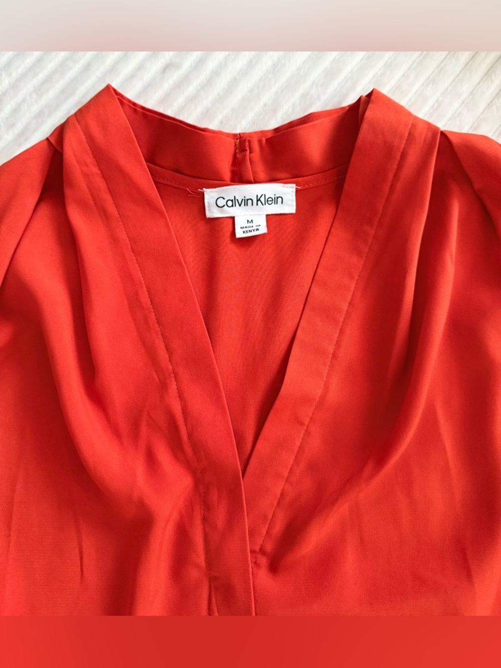 NWOT Calvin Klein Women's Orange Silky Tulip-Sleeve Blouse Medium - Picture 8 of 14